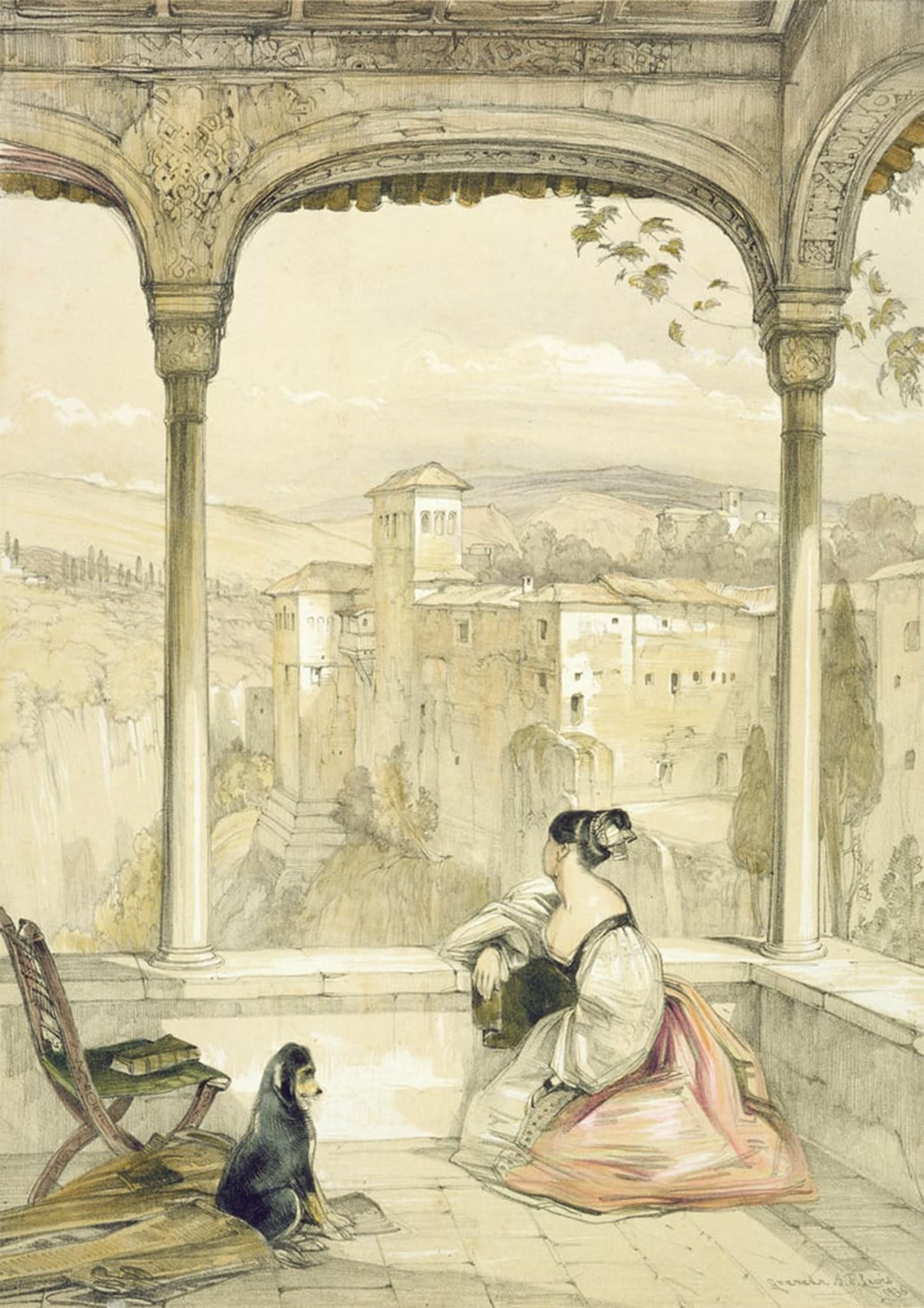 Posteriik No Frame Vintage Classic Picture Landscape Artwork Granada By John Frederick Lewis Portrait Canvas Painting For Office Home Decor 60X90cm