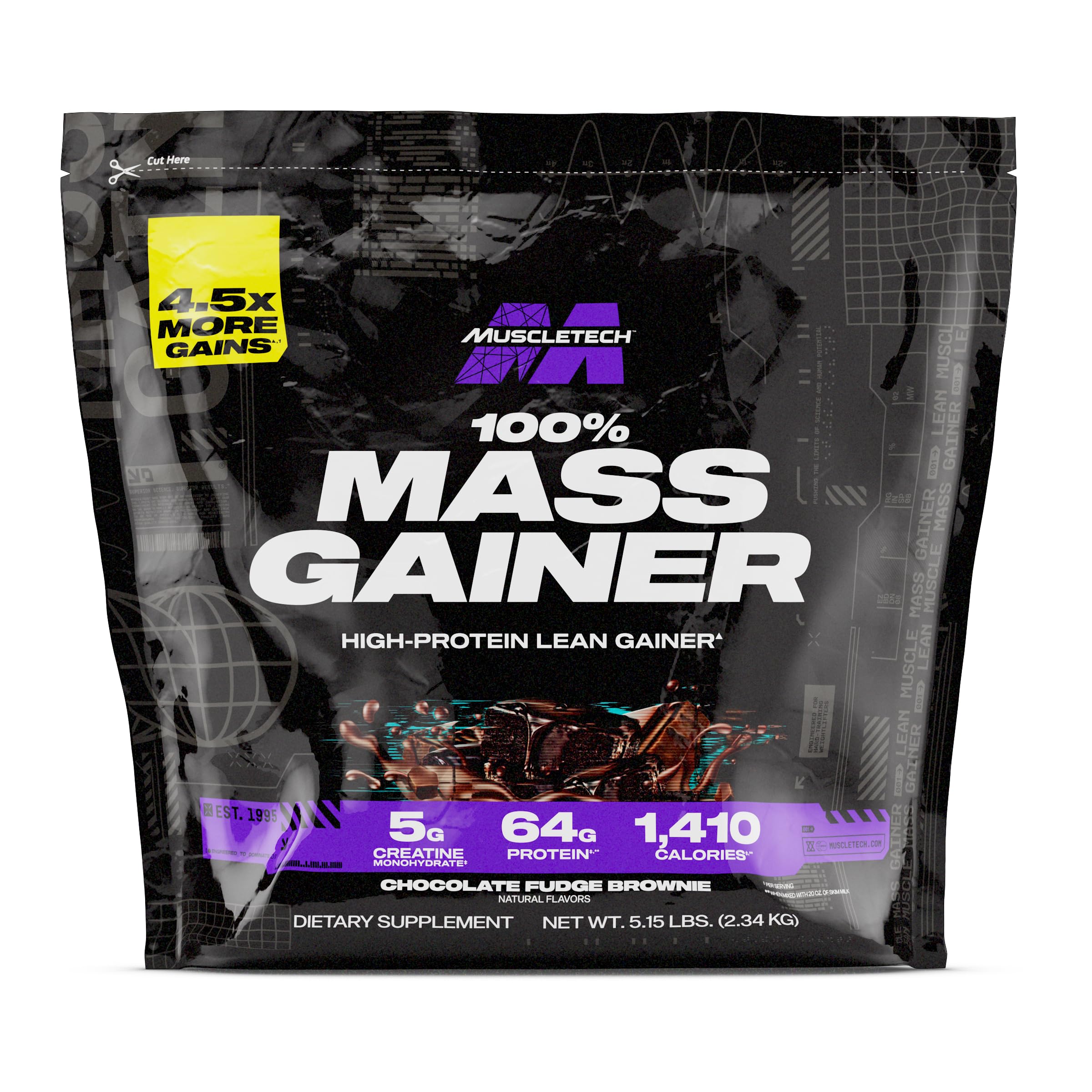 MuscleTech High Protein Mass Gainer - Chocolate Fudge Brownie, 5.15LB