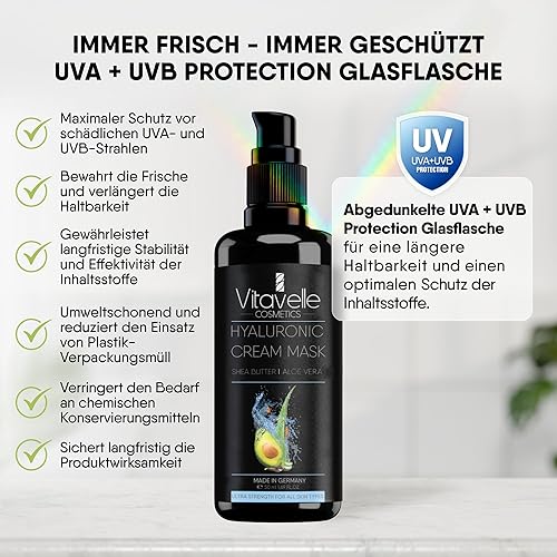 Miniatura 7 de Mascarilla hidratante  Mascarilla hidratante de ácido hialurónico reafirmante con aceite de aguacate, manteca de karité, aloe vera y aceite de