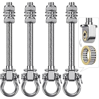 BeneLabel 4 Swing Hooks Bearings, 225 mm Hammock Attachment Wooden Beams M10 Heavy Duty Hanging Chair Suspension Concrete Cei