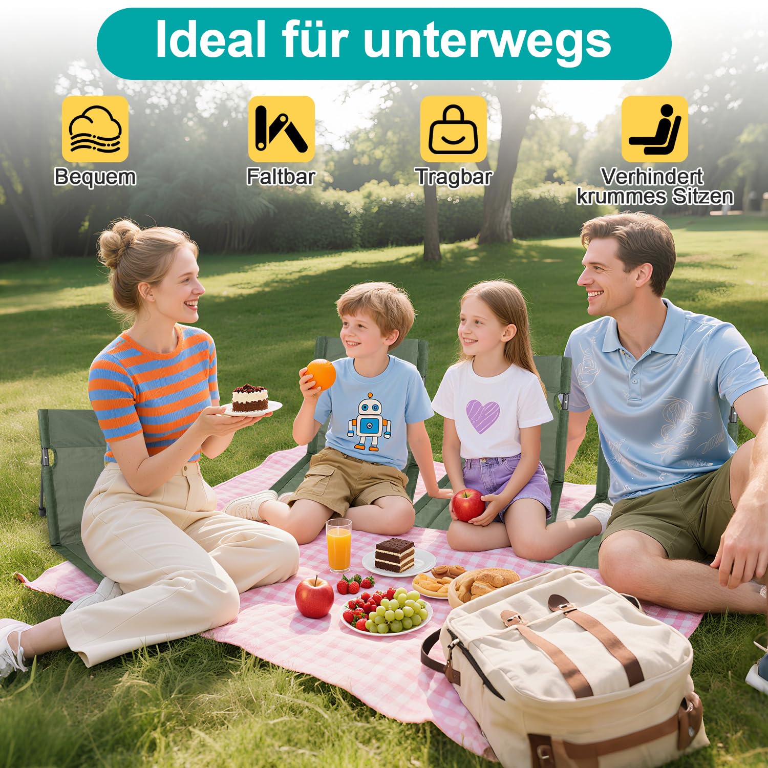 Chaise de Plage Tapis de Plage avec Dossier Chaise Portable Dossier Plages Siège Camping Pliable Coussin de Chaises Pliant pour Camping pour la Randonnée Les Vacances la Plages