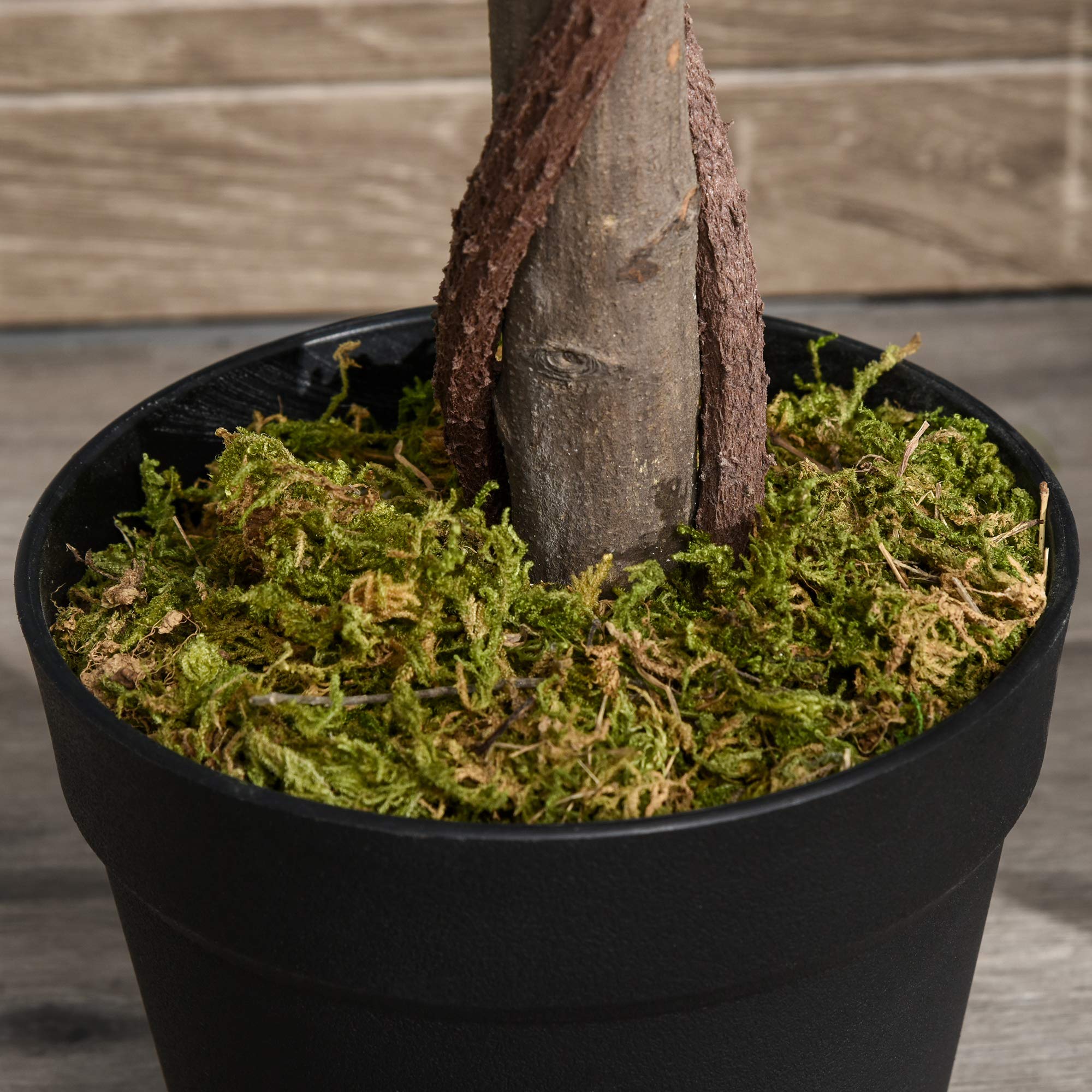 Outsunny Set di 2 Alberi di Alloro in Vaso Altezza 120cm in Plastica | Piante Finte, per Interno, Ufficio, Soggiorno