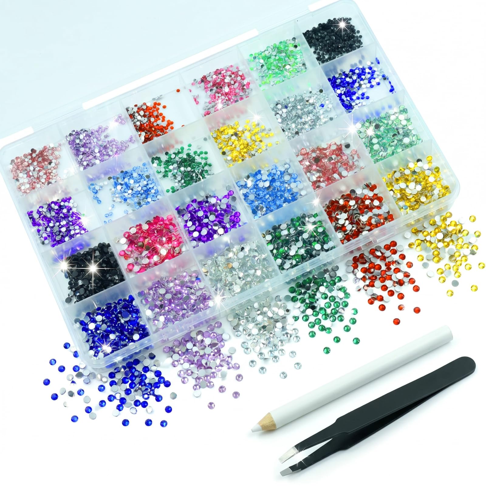 Bedazzling Kit de 3 500 strass en résine AB Jelly Gems 2 mm et 3 mm pour décoration d'ongles, loisirs créatifs, vêtements, chaussures, comprend une pince à épiler et un stylo ramasseur