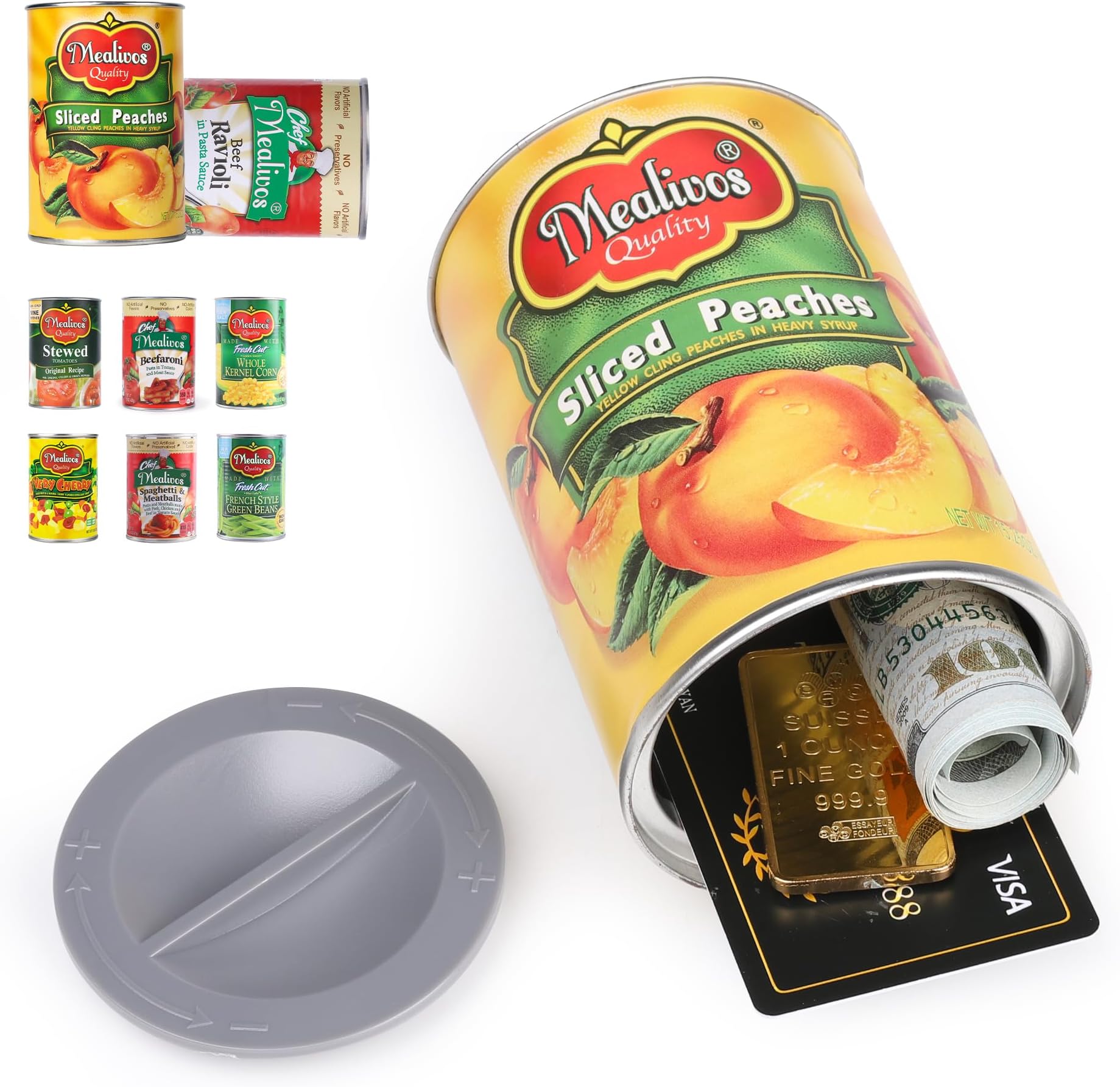 Fake Can Diversion Safe, Perfect for Hiding Storage Key, Cash, Jewelry, Card, Coins-Keep Your Valuables Safe(Grey-Orange)
