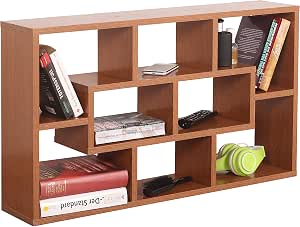 Mensola Da Parete RICOO 85x48x16 Cm - Scaffale Sospeso A 8 Scomparti Grigio, Portata 7 Kg
