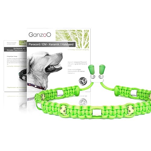 Ganzoo Collar Perros Talla L 52-64 cm, Paracord 550 Trenzado, Ceramica EM en Pipes Tubos, Cuentas Decorativas
