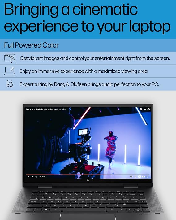 HP Envy x360 Convertible 15-inch Laptop, AMD Ryzen 7 5825U Processor, AMD Radeon Graphics, 8 GB RAM, 512 GB SSD, Windows 11 Home (15-eu1026nr, Nightfall Black Aluminum)