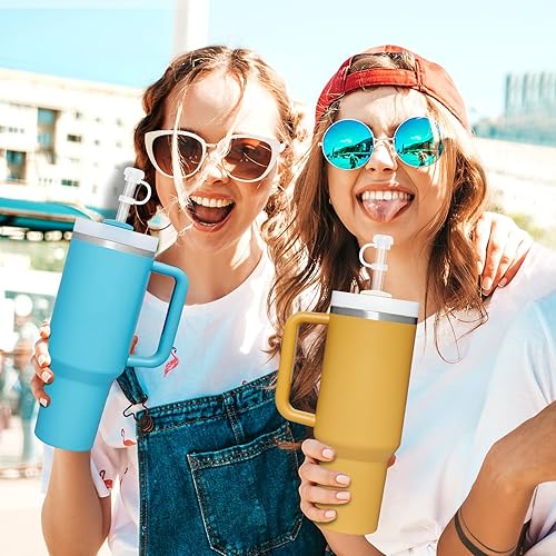 Miniatura 6 de Alwenid - 6 popotes de repuesto para Stanley 40, 30, 20, 14 onzas, puntas de silicona reutilizables con popotes transparentes, accesorios para