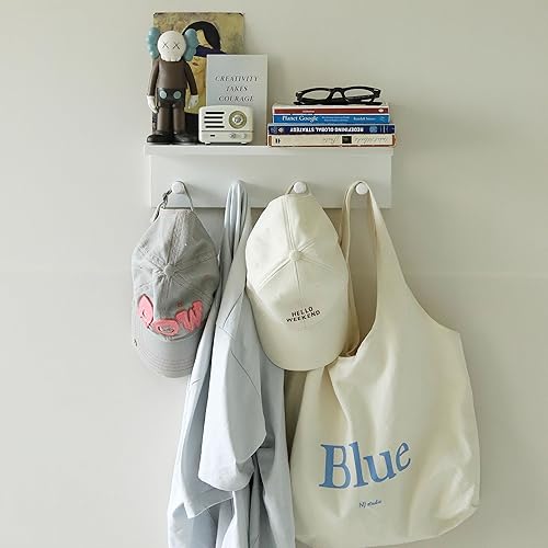 Miniatura 5 de Perchero de entrada, ganchos para abrigos, gancho de madera montado en la pared, los estantes de pared son muy adecuados (acabado blanco 1)