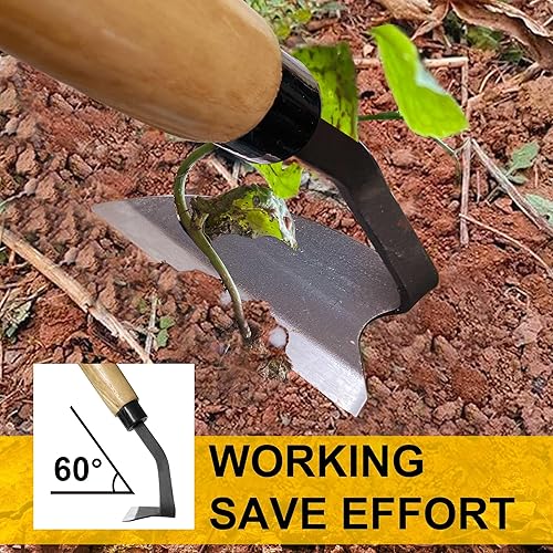 Miniatura 4 de Hz japonesa de deshierbe y herramientas de jardinería de hoja ancha - Azadas de mano de alta calidadhoz de deshierbe tienen un borde muy afilado