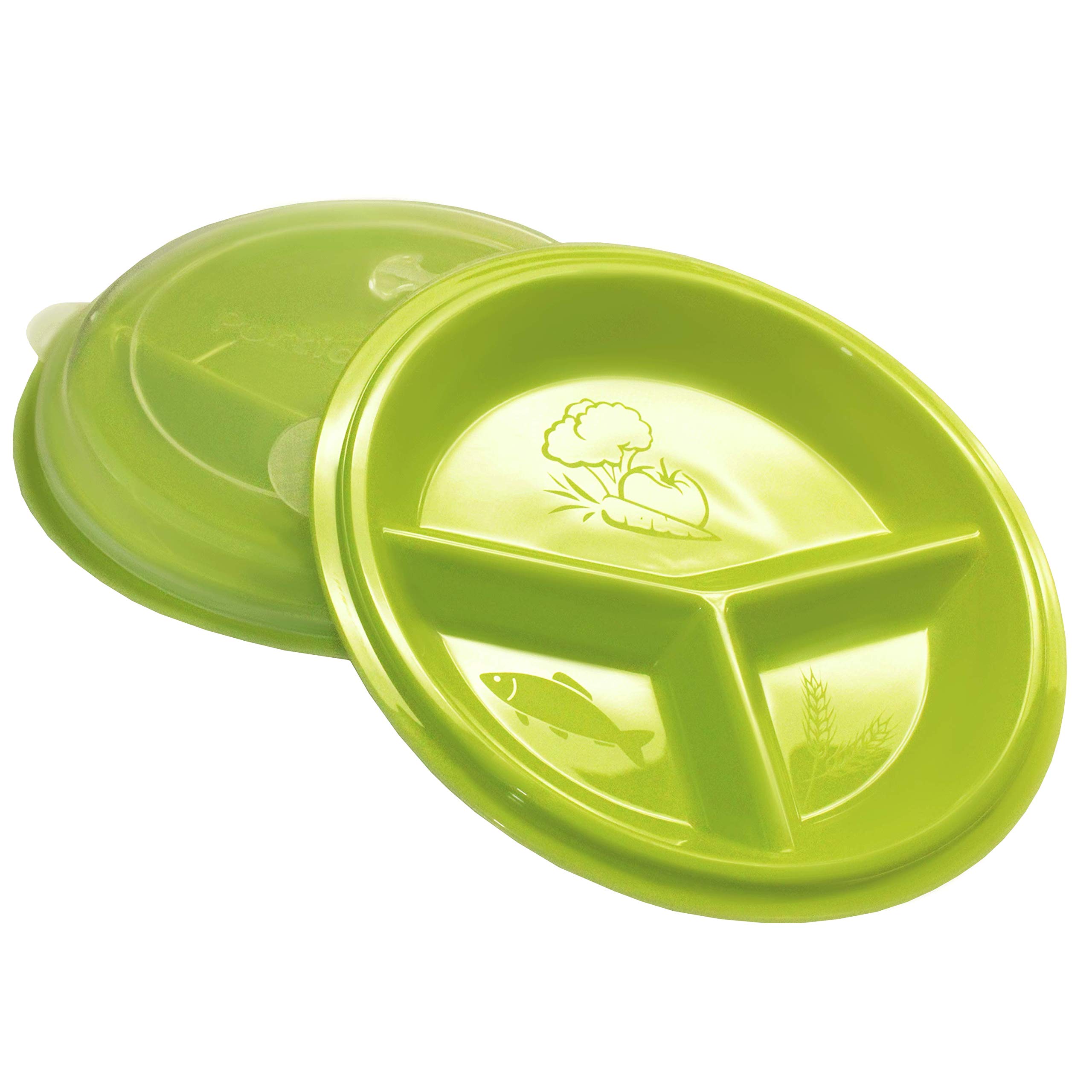 Rehabilitation Advantage3 Compartment Portion Plate with Lid (Set of 2)