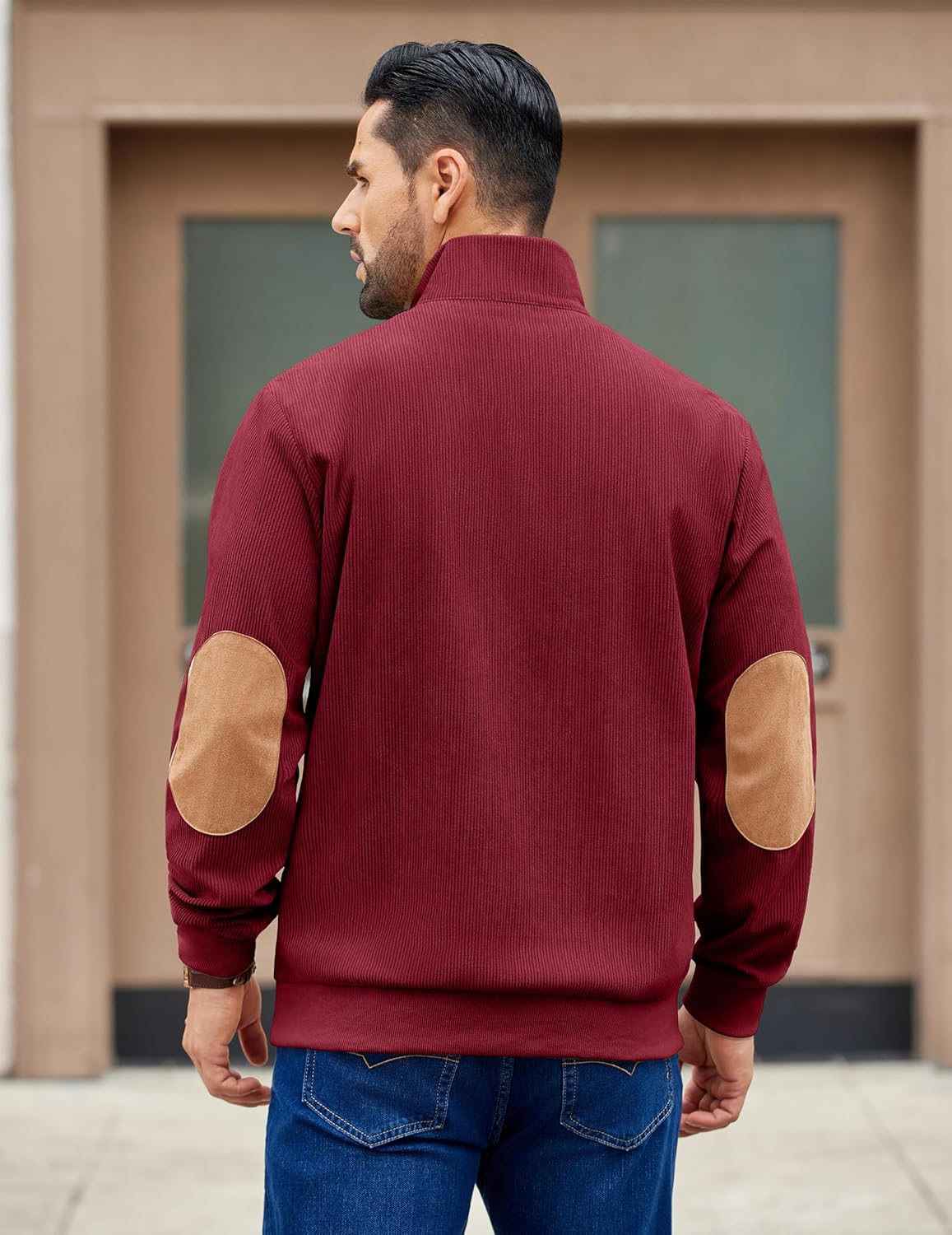 COOFANDY Mens Corduroy Sweatshirt Long Sleeve Pullover Quarter Button Fall Sweat Shirts - Image 3