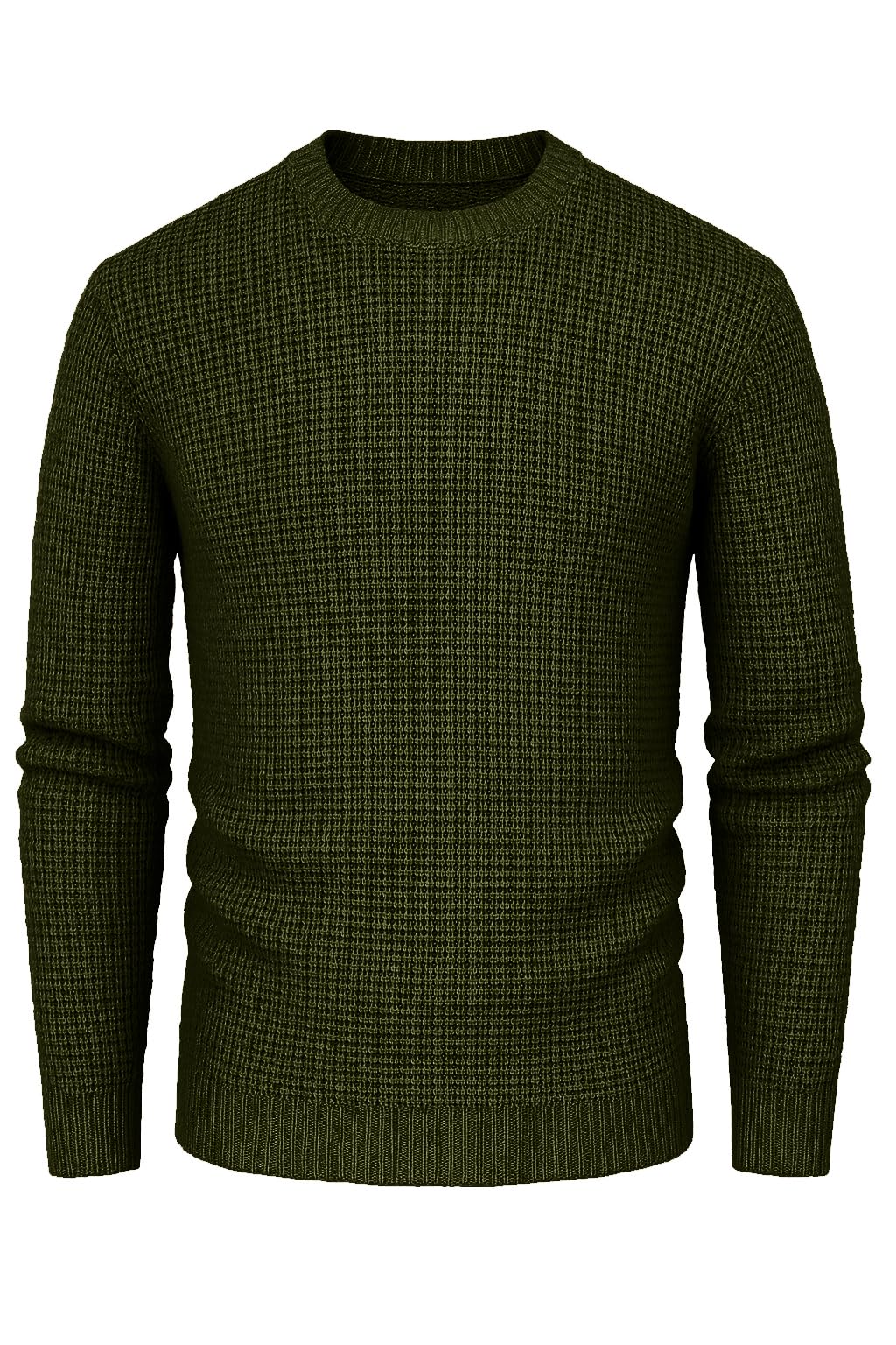 colorchakra Mens Crewneck Pullover Sweater Waffle Textured Long Sleeve Knitted Sweaters-picture-12