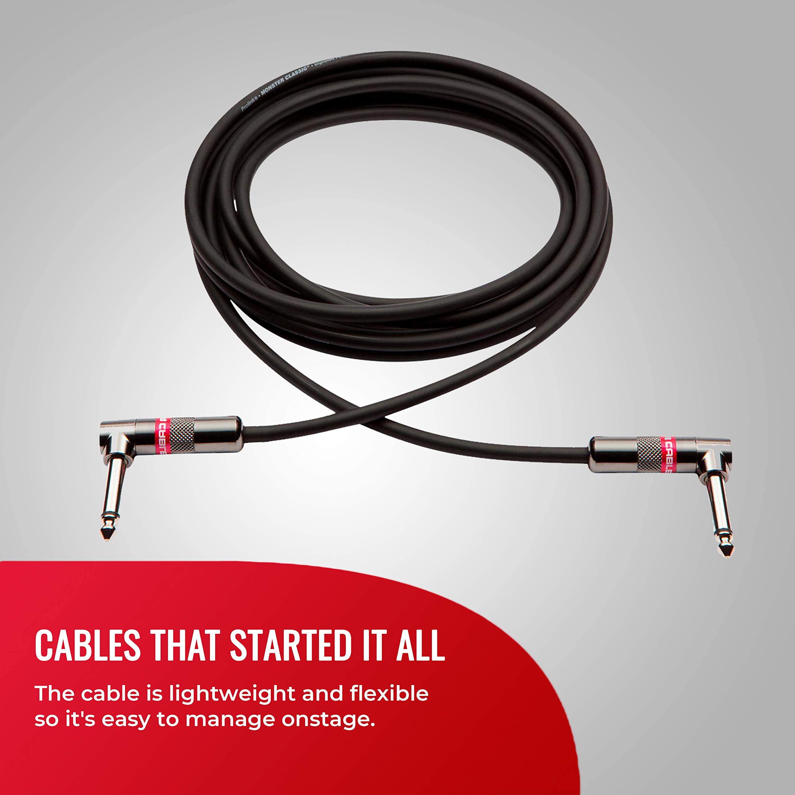 Monster Prolink Monster - Cable de instrumento clásico, 8 pulgadas, ángulo recto a ángulo recto