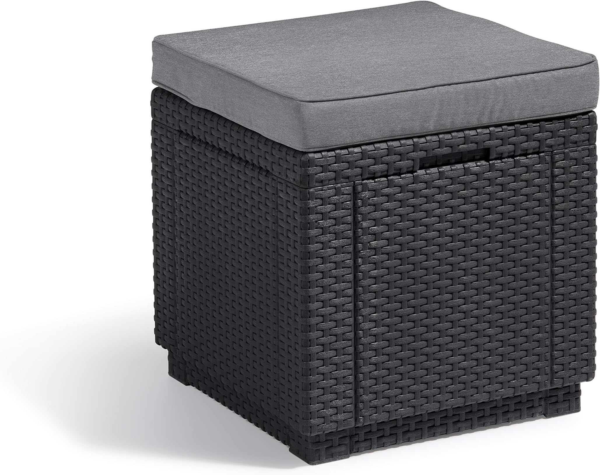 Sgabello Con Vano Keter Allibert Cube - Effetto Rattan, Resistente Alle Intemperie, Marrone - Foto 3