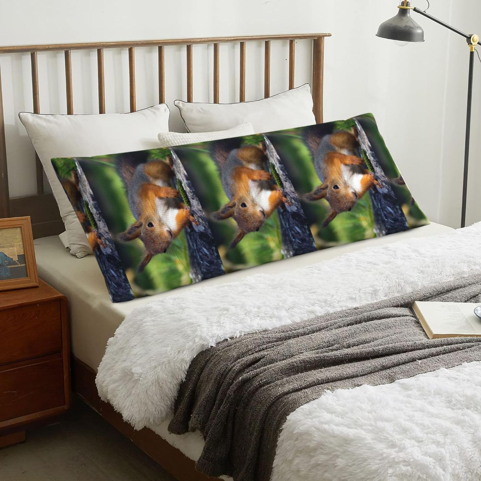 Cute Squirrel, Body Pillow Cover with Zipper,Long Body Pillowcase 20 x 60 in