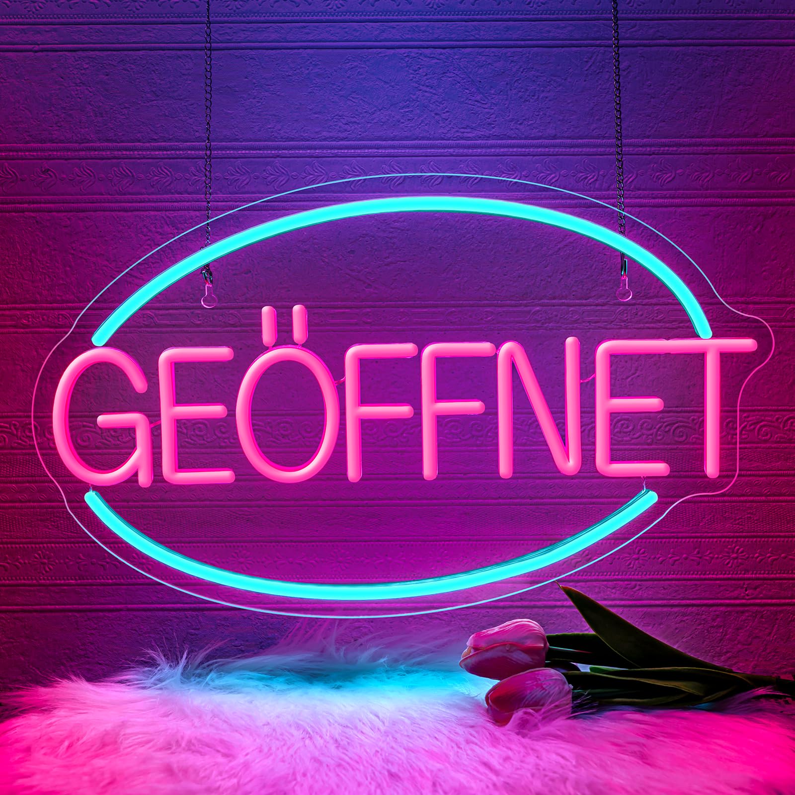 SIGNSHIP Open Neon Sign Open LED Sign Pink Blue LED Lettering Door Sign Open Light Sign with 6 Level Dimmer Switch USB Wall Decor for Shops, Cafe, Restaurant, Supermarkets, Studio