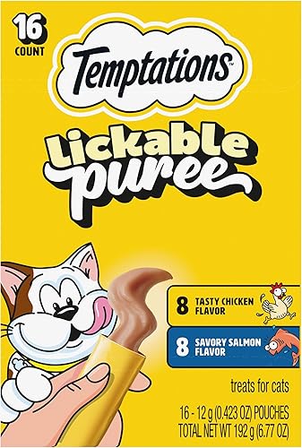 Miniatura 17 de Temptations Paquete variado de puré cremoso de golosinas para gatos lamibles, tubos de 0.42 onzas, 48