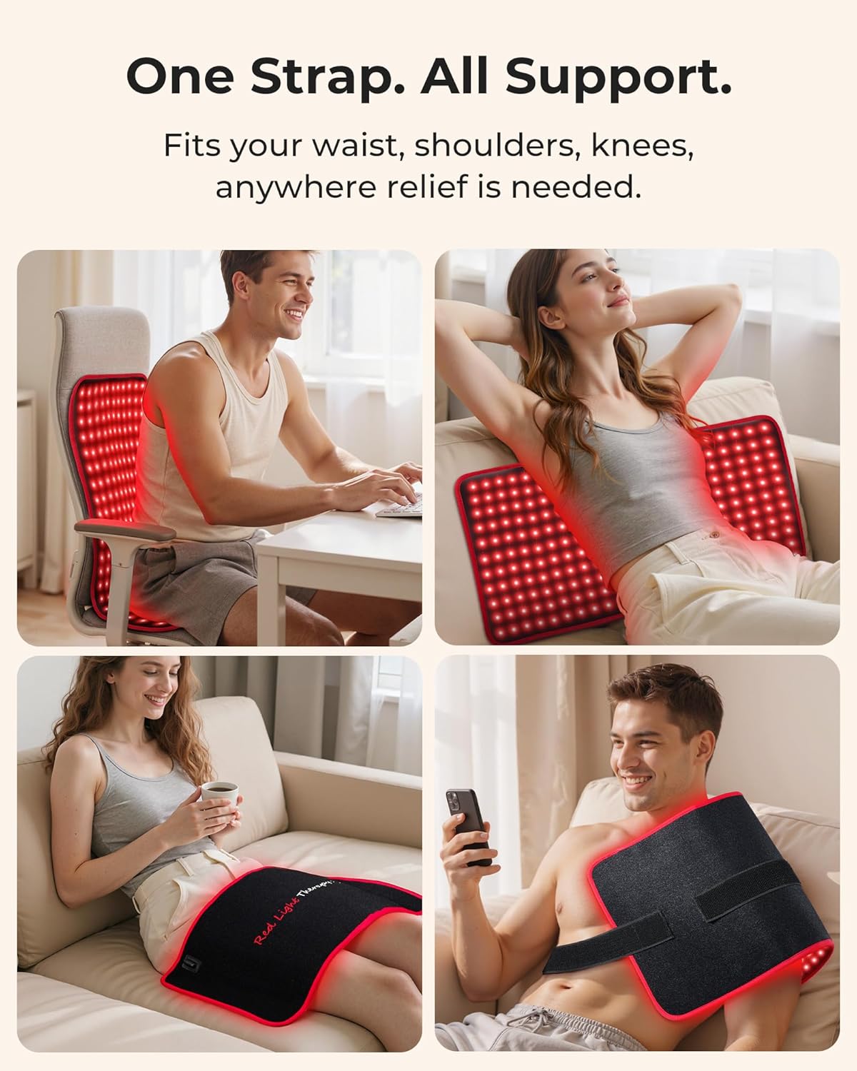 Red Light Therapy Mat, 24"x 12" Large Red Light Therapy Pad with Controller, 660nm & 850nm Near Infrared Light Therapy with Timer, Pulse Mode, 242 LED Beads, Back Shoulder Joint Pain Relief - Image 3