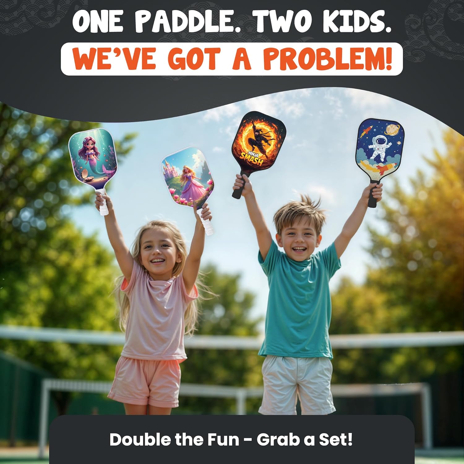 Kids Pickleball Paddle Designed for Ages 3–12 | Lightweight Fiberglass (0.37 lbs) | Small Grip for Easy Control | Fun Beginner Gift for Girls, Toddlers & Youth
