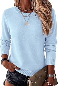 Zeagoo Womens Wool Blend Sweater Crewneck Long Sleeve Tops Fashion Clothing