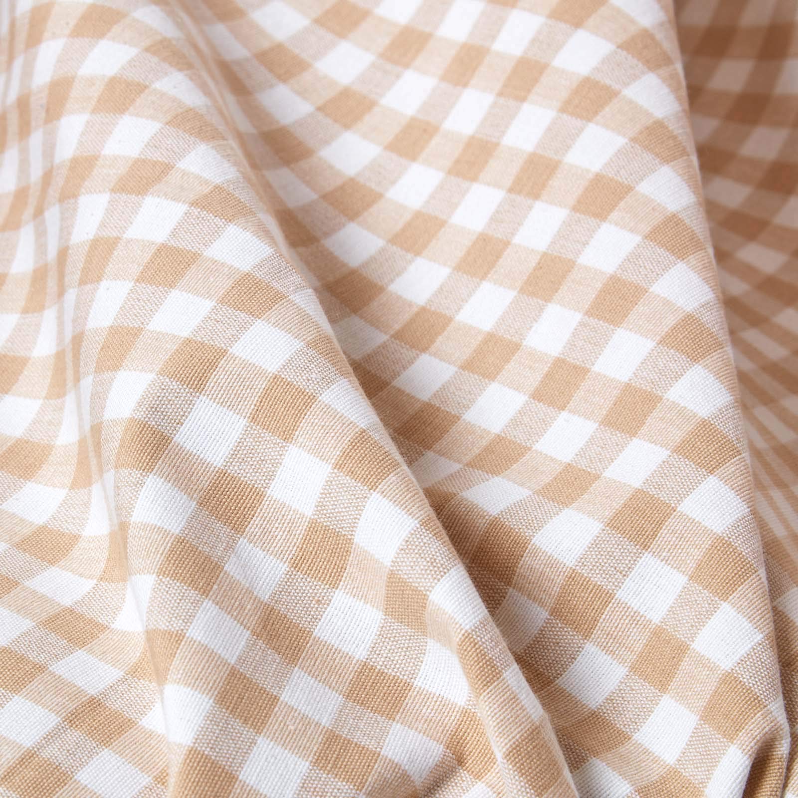 HOMESCAPES Gingham Check Throw Blanket, 100% Cotton Checkered Beige & White, Warm & Cosy - Image 4