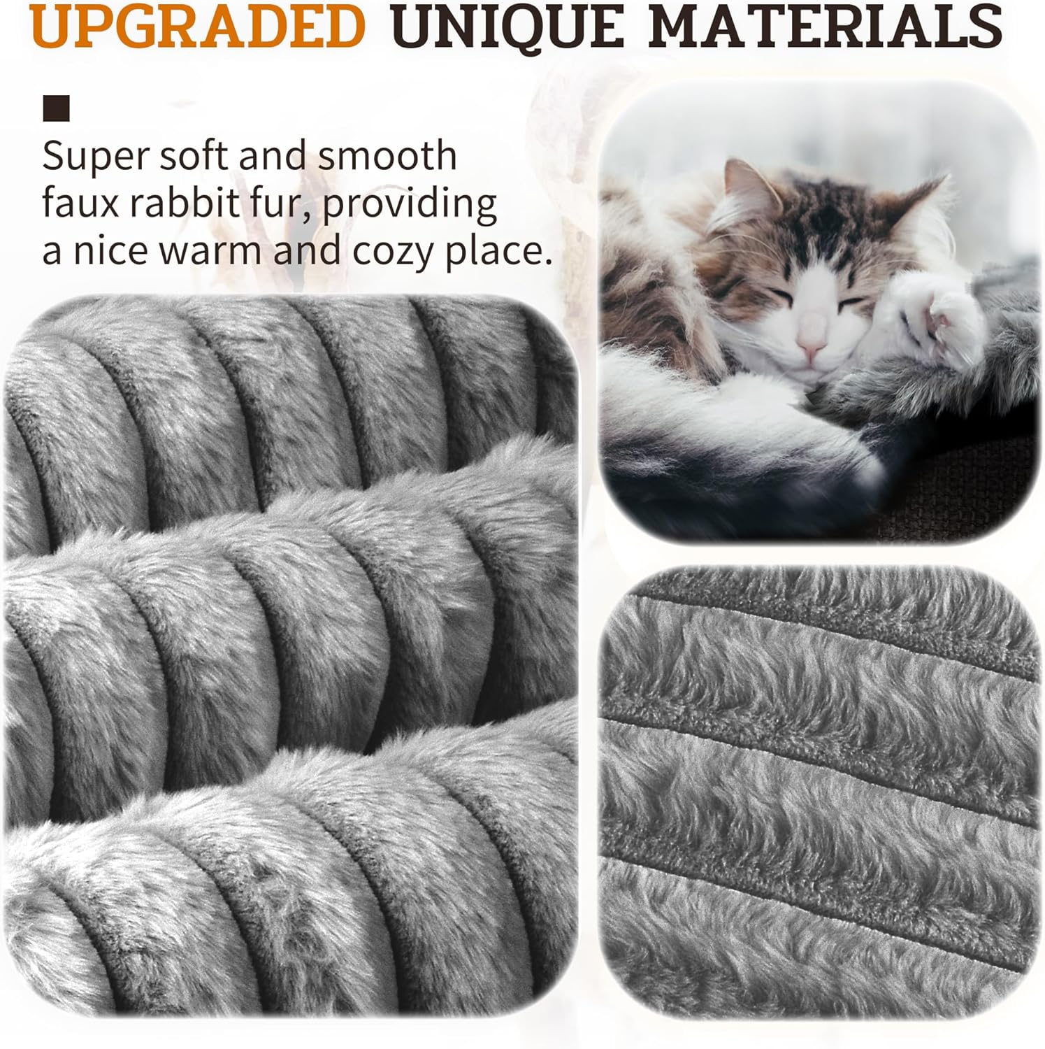NWK Pack of 4 Fluffy Self Warming Cat Mat, Cat Blanket, Thermal Dog Mat, Washable, Non-Slip Bottom for Sofa & Crate & Kennel & Car Seat (Misty Gray, X-Large (43.5'' X 27.5'' X 0.7''))