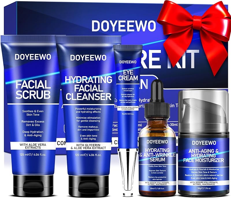 Full Size Skin Care for Men, Hydrate, Firm, Wrinkle & Radiant Facial Kit