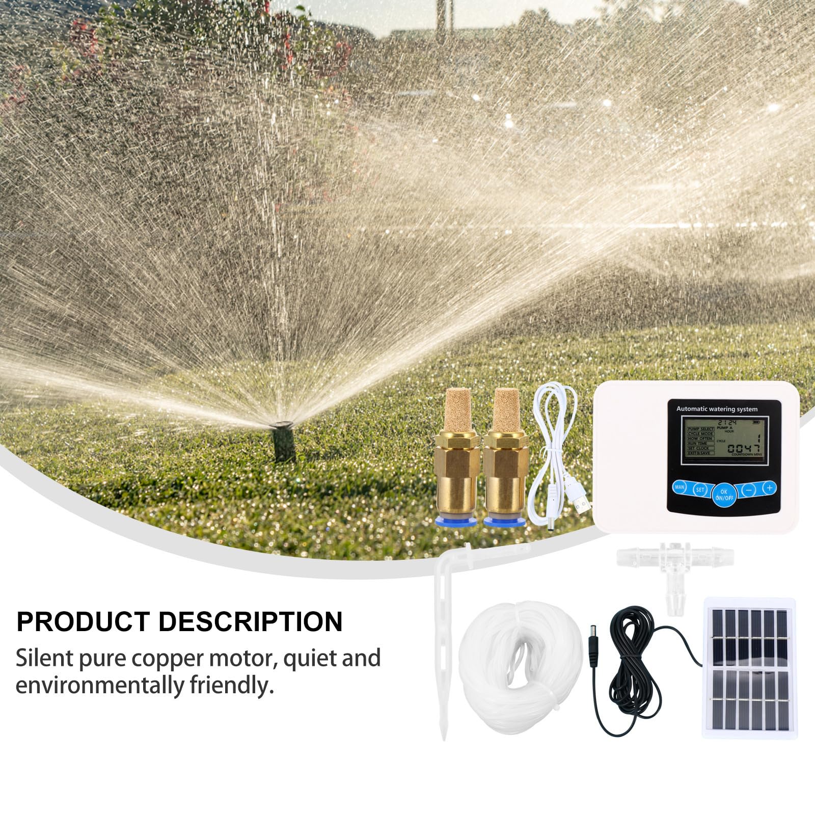 Yardenfun Temporizador de Riego Digital Doble Bomba para Jardín y Uso Doméstico, Instalación Sencilla y Carga Dual, Controlador Automático de Agua Accesorios Completos