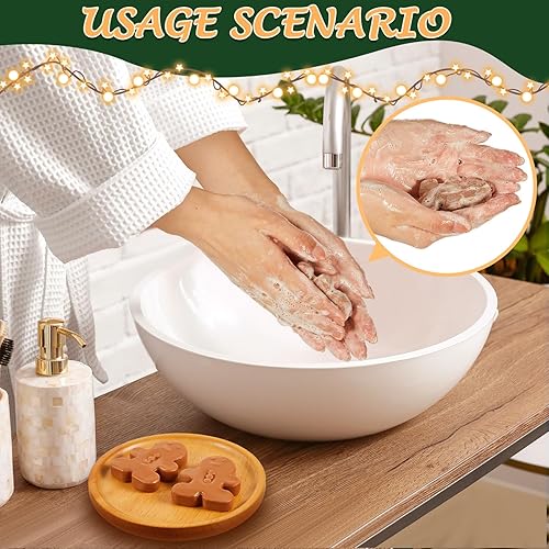 Miniatura 4 de Maxcheck Juego de 50 jabones hechos a mano para Navidad, calcetines para árbol de Navidad, copos de nieve, jabones corporales con exquisita caja,