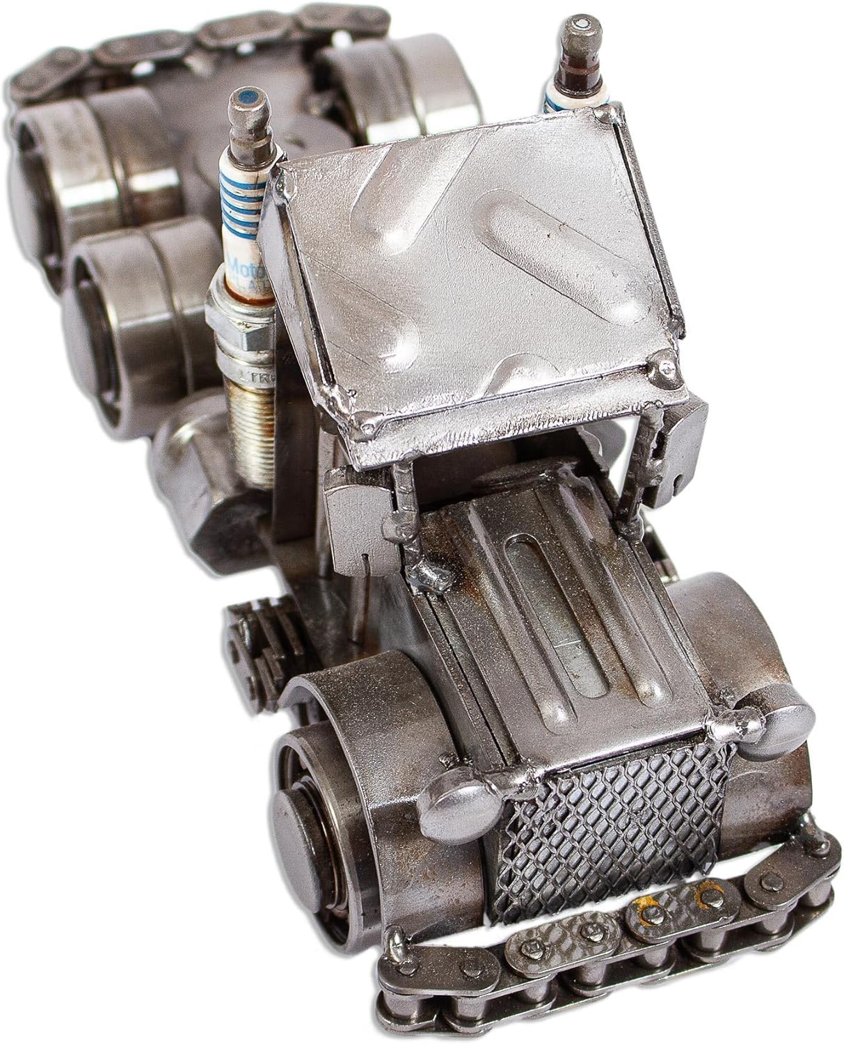 NOVICA Artisan Handmade Recycled Auto Parts Sculpture Tractor Trailer Metal Mexico Planes Trains Autos Eco Friendly [4.7in H x 3.5in W x 8.25in D] ' Rustic Semi'
