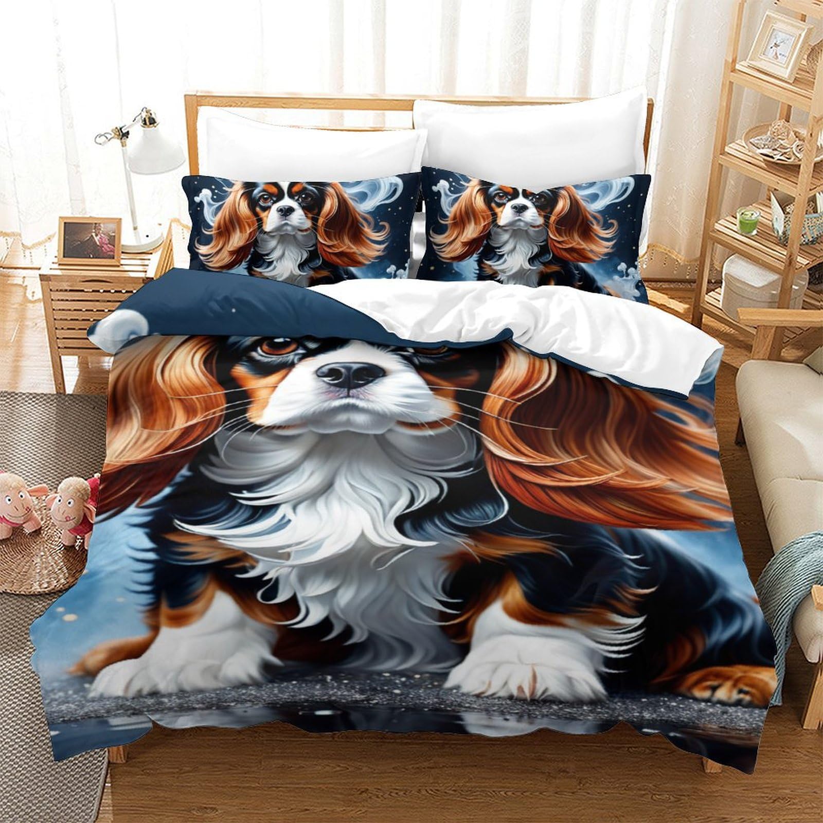 Housse de couette Cocker Spaniel fermeture éclair finie la corvée du lit simple pour ado