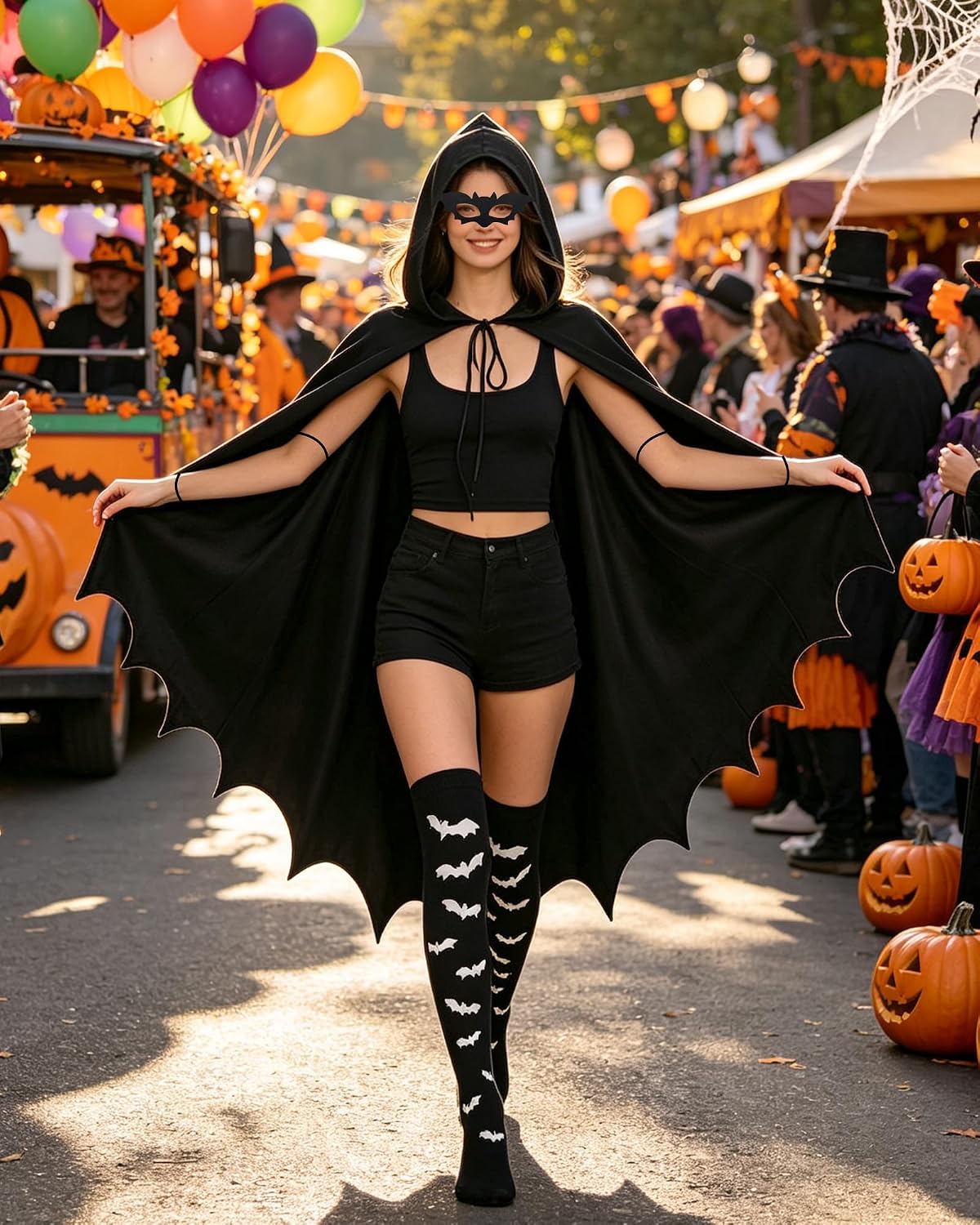 Halloween Bat Cape Costume Set Accessories Wings Cloak Mask Headband
