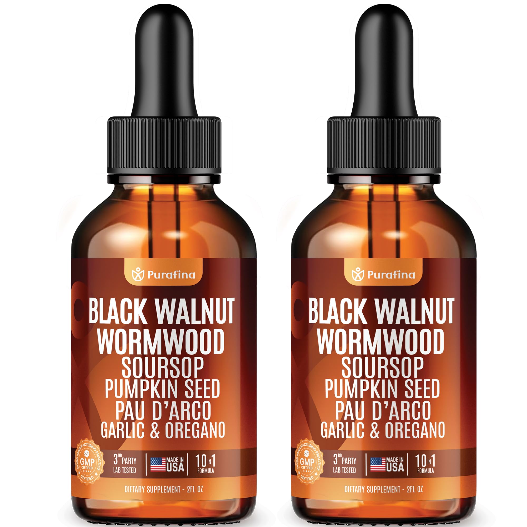 Wormwood Black Walnut Clove Cleanse Liquid Drops with SourSop, Pumpkin Seed, Pau D’Arco, Garlic & Oil of Oregano Hull Extract Herb Tincture Drops For Humans 98% Absorption Gut Digestive Health (2)