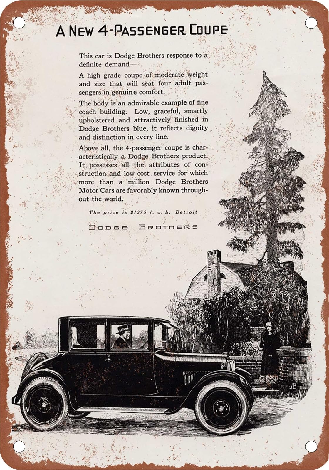 Miaomansenstore Metal Sign - 1925 Dodge Vintage Ad 02 - Old Retro Rusty Look Home Decor