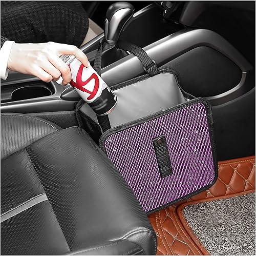 Miniatura 8 de Botes de basura plegables con diamantes de imitación, contenedor de coche brillante para organizador de asientos y decoraciones, accesorios Rojo