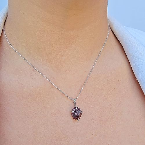 Miniatura 24 de Natural raw smoky quartz pendant chain necklace with white gold over 925 solid sterling silver, birthstone dainty solitaire gift for her, uniquelan