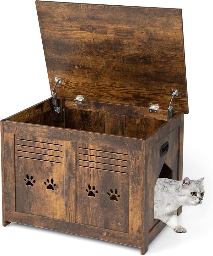PETSITE Litter Box Enclosure, FlipTop Hidden Cat Litter Box Furniture