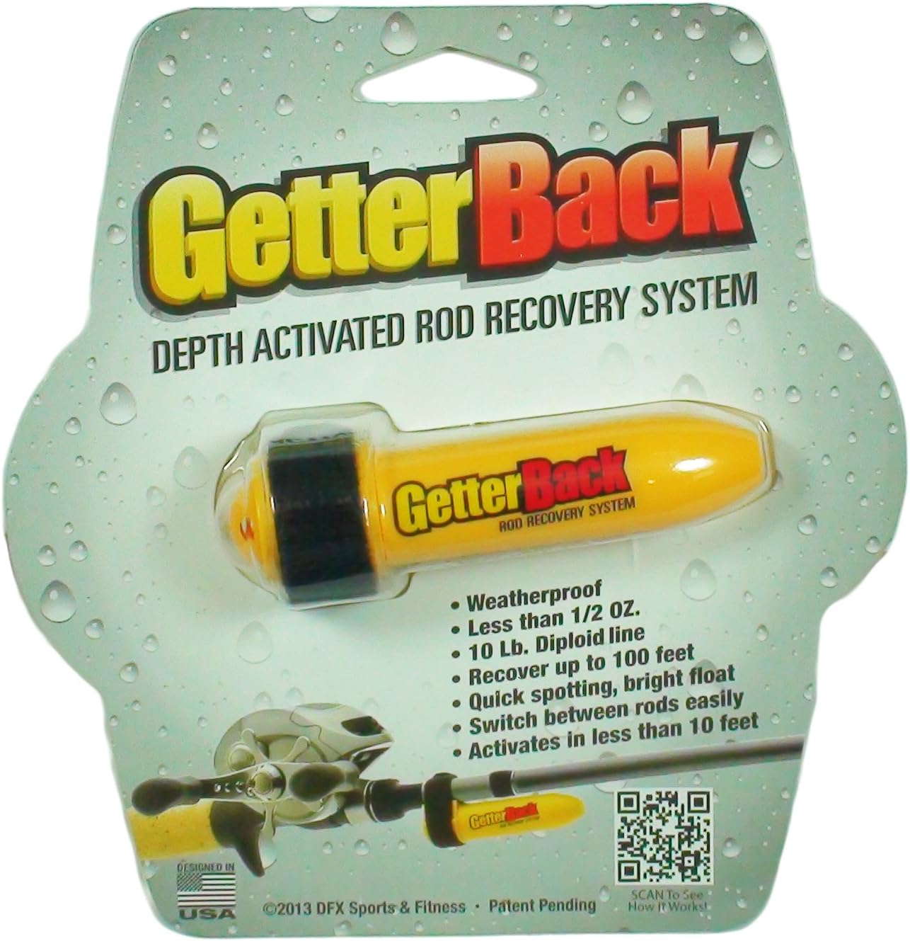 Rod Recovery System with Black Velcro Strap, Yellow