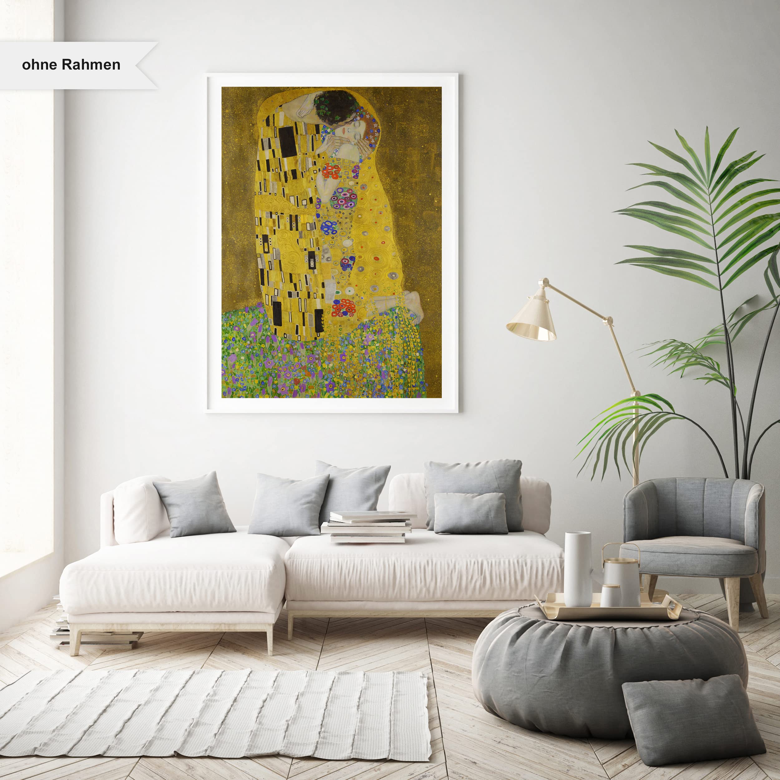 Printistico Poster Gustav Klimt - Der Kuss (1907-1908) Kunstdruck ohne Rahmen, Wandbild - A4, A3, A2, A1, A0, XXL - Wohnzimmer, Schlafzimmer, Küche, Deko
