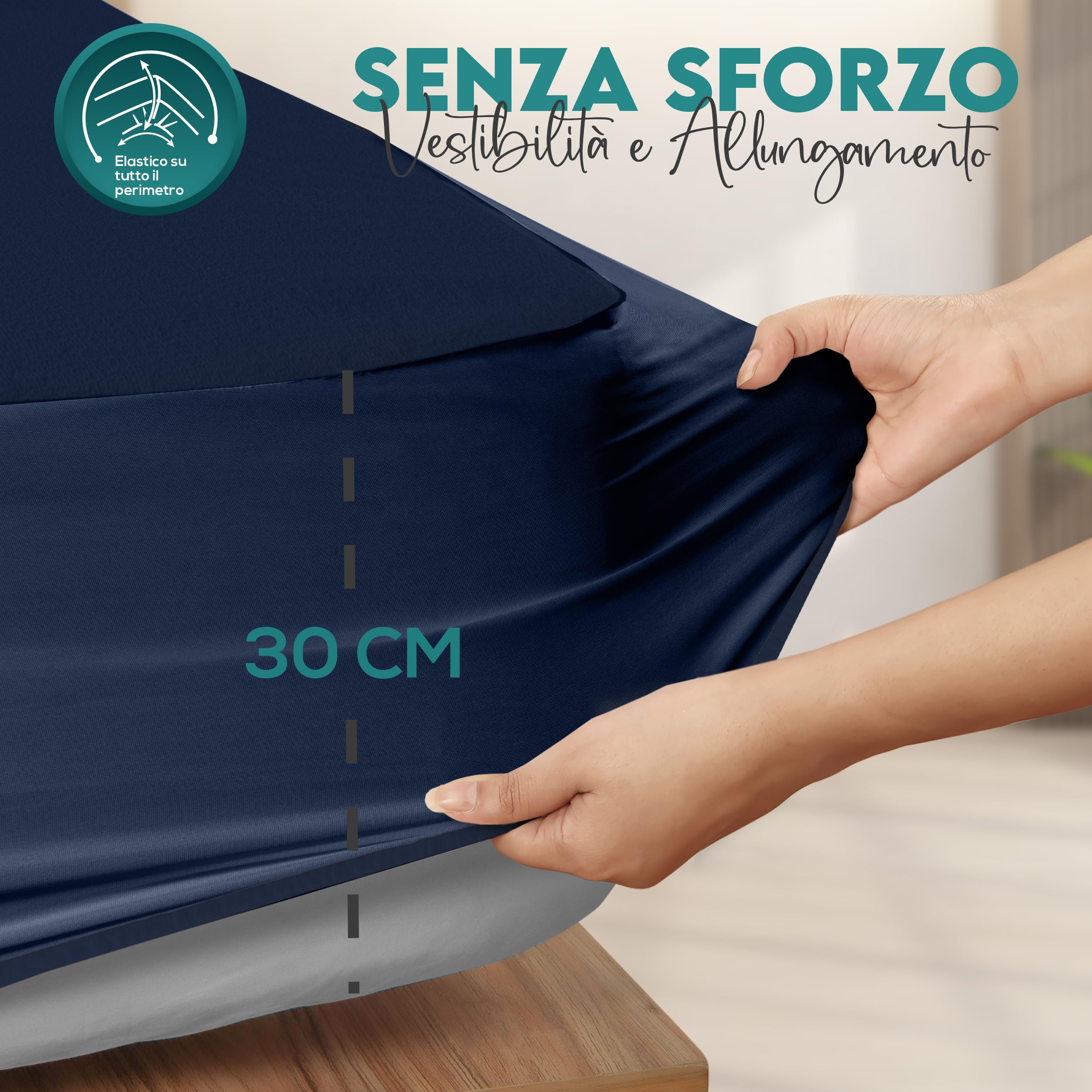 Utopia Bedding Coprimaterasso Matrimoniale Impermeabile 160 x 200 x 30 cm, Certificato OEKO-TEX, Proteggi Materasso, Traspirante, Lavabile, Stile Montato Tutto Intorno Elastico Blu Marino