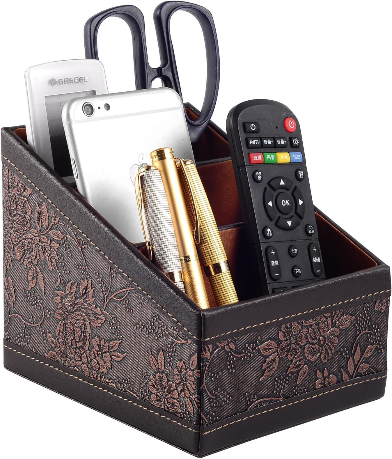 Amazon.com : Arniche Leather Remote Control Holder with 3 ladder-shaped ...