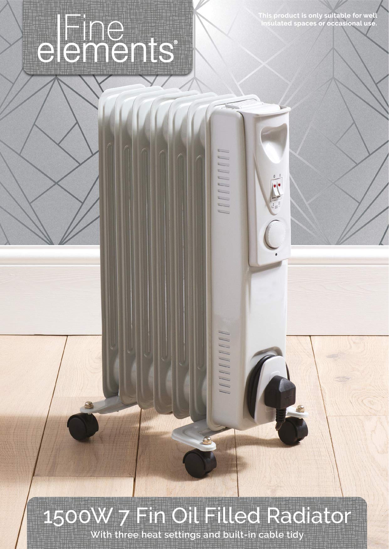 Fine Elements Lightweight and Portable Oil Radiator With Roller Wheels and  7 Fins : Amazon.co.uk