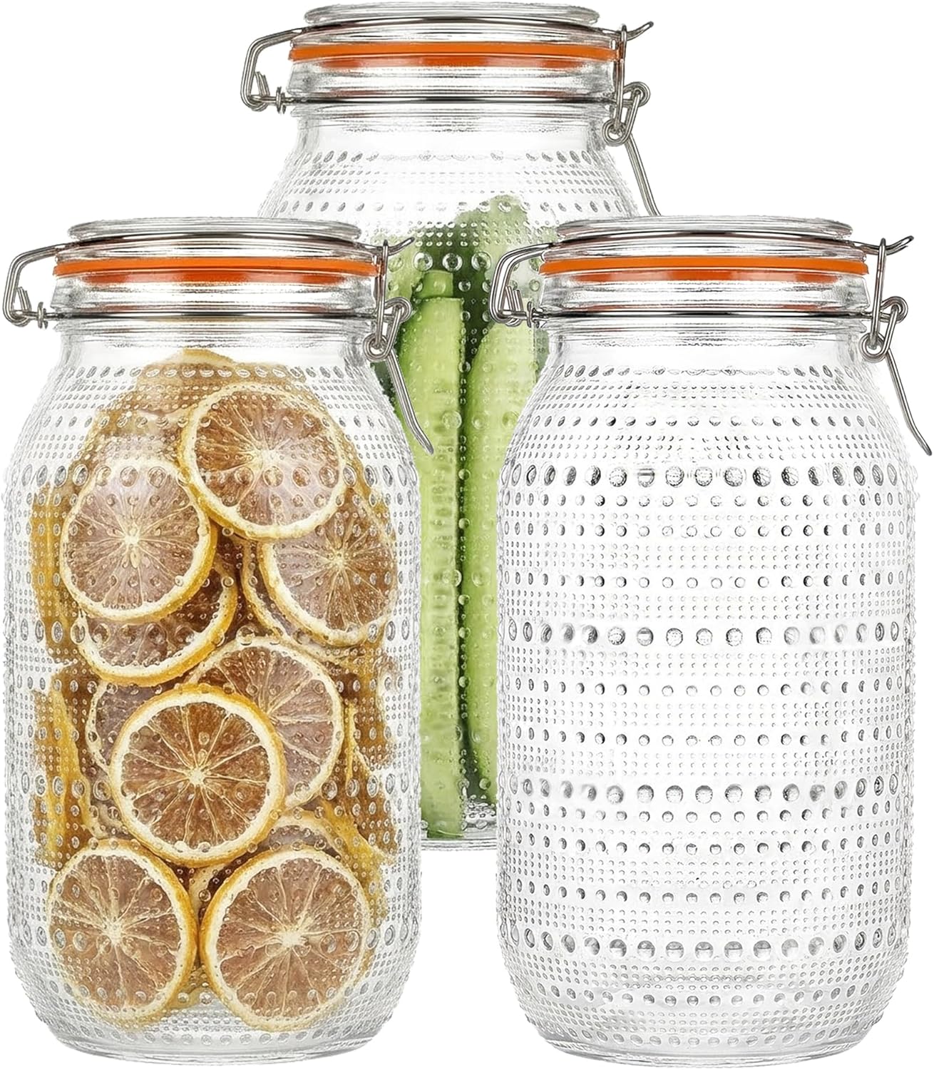 32 Oz Glass Mason Jars with Airtight Lids 6 Pack, Wide Mouth Canning Jars with Clip Top Lids for Kitchen Storage Pickling Salad Jams Coffee Beans