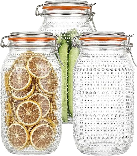 Vista 8 de Tarros de vidrio tipo Mason de 32 onzas con tapas herméticas, paquete de 6, tarros de boca ancha para conservas con tapas de clip