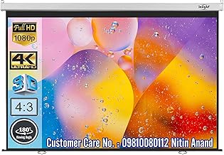 Inlight Wall Type Pull Down Spring Action Projector Screen, Size: - 6 Ft. x 4 Ft. 4:3 Aspect Ratio, 84 Inches Diagonal, with Ultra HD-3D-4K Ready Technology, No Autolock/Instalock Mechanism(White)