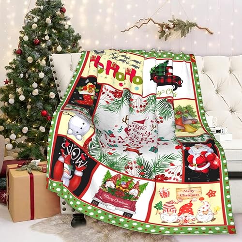 COTIMO Manta de Navidad gnomo fantasma feliz árbol de Navidad regalos divertidos para la familia amigos 50 x 60 pulgadas