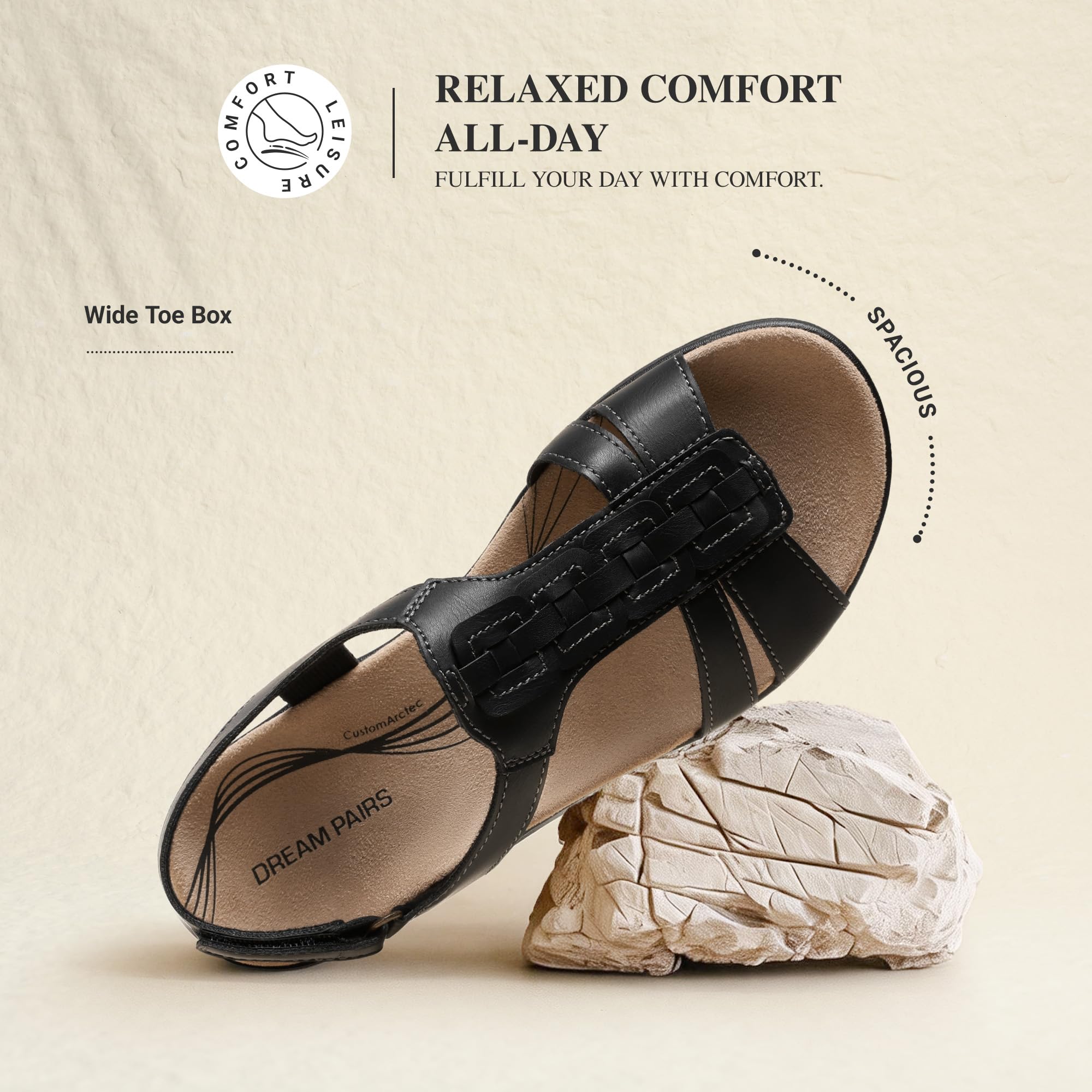 DREAM PAIRS Sandales Femme Été Confortable Légères Antidérapantes Réglables Chaussures de Plates Quotidien Voyage Travail Décontracté