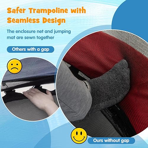 Miniatura 3 de GYMAX Trampolín para niños, cama elástica para niños de 55 pulgadas aprobada por la ASTM con red de recinto completa, almohadilla de seguridad y