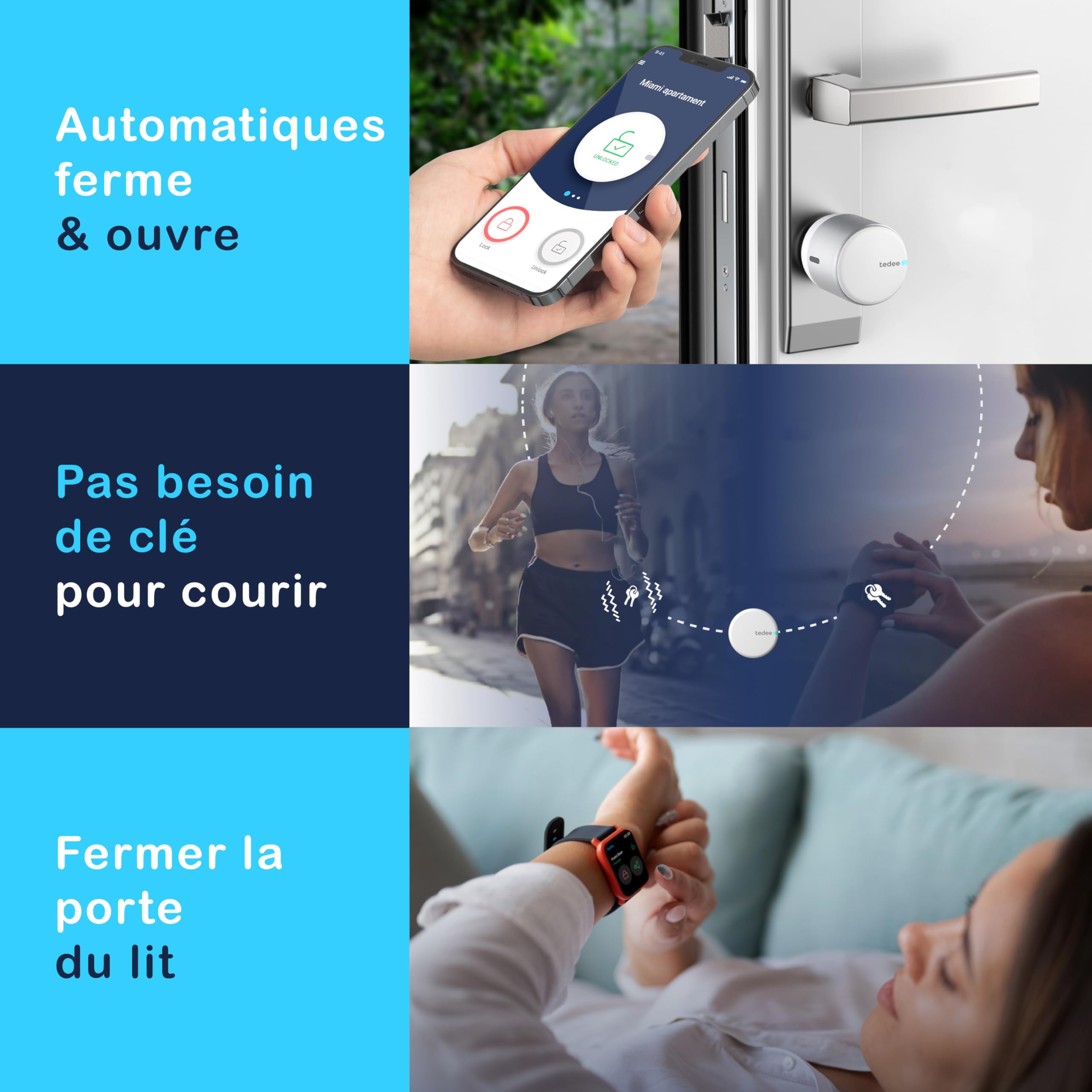 tedee GO2 Serrure intelligente avec Bluetooth, App, Auto Lock, Smart Lock Accès sans clé avec certification AV-TEST, Serrure électronique pour la sécurité de la maison